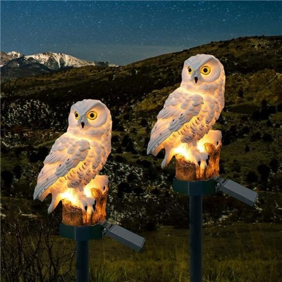 Solar Garden Light Outdoor, Owl Solar Garden Stake Light, Waterproof Warm White - Picture 1 of 7